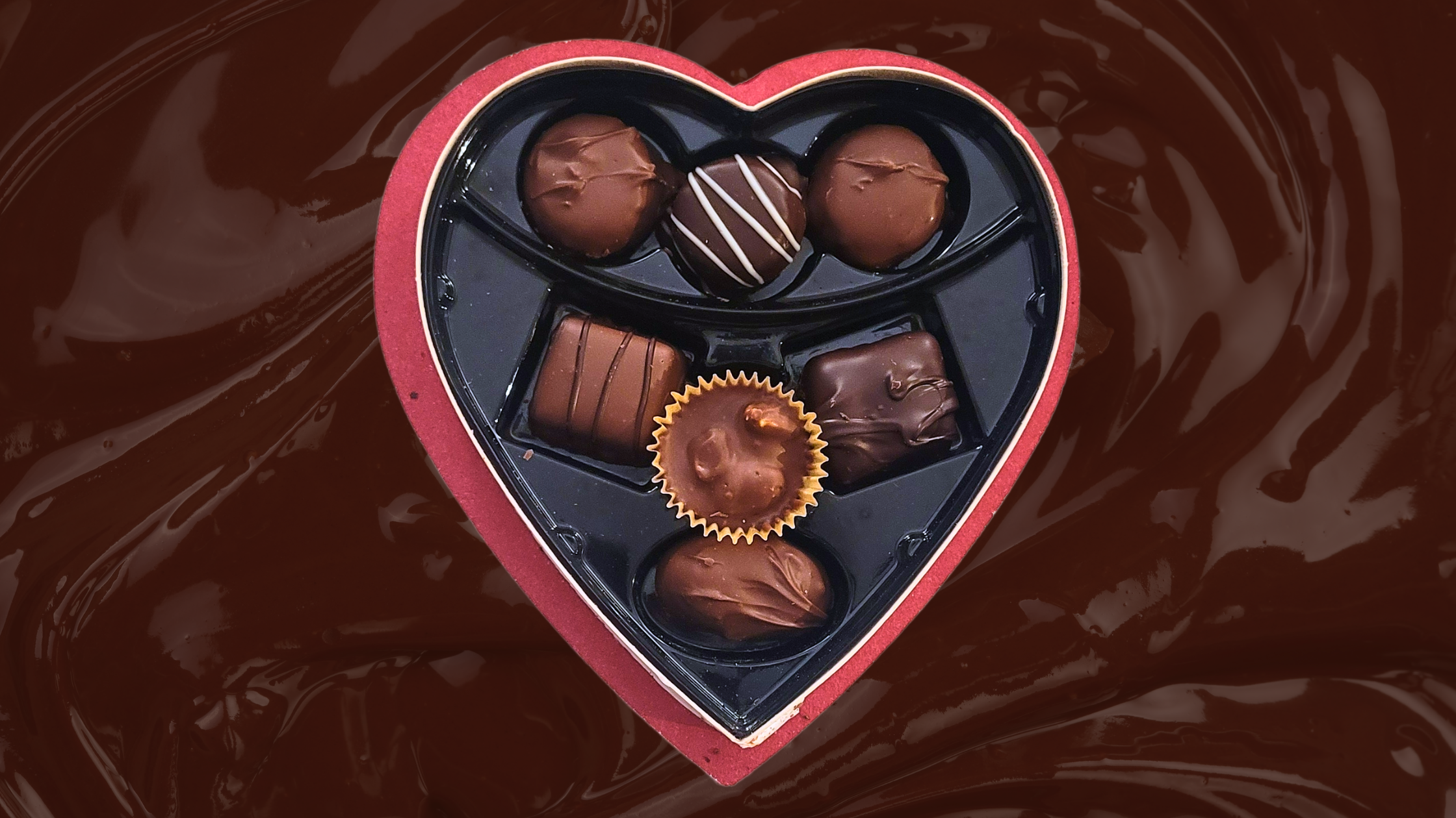 Heart-shaped box of chocolates.